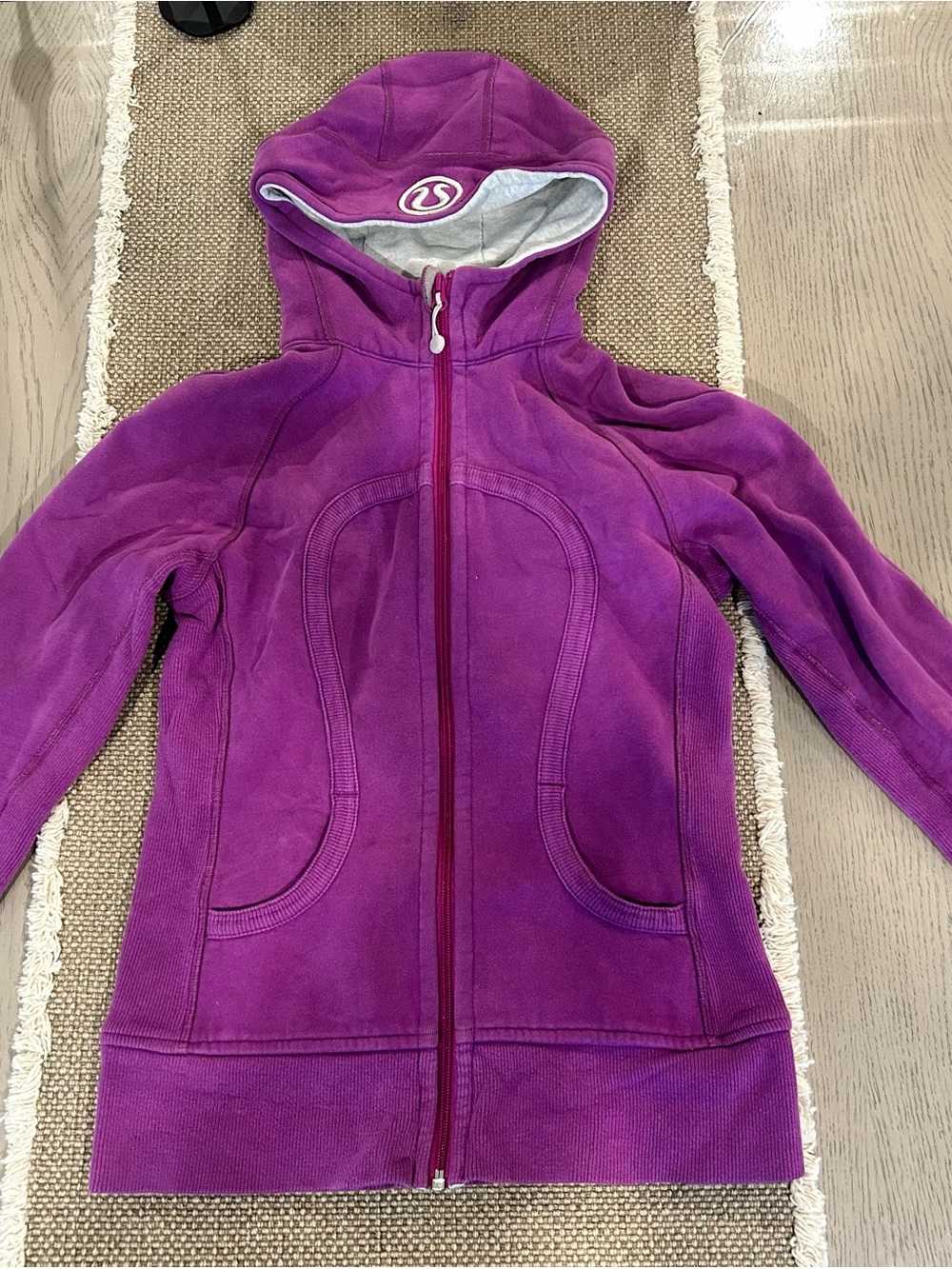 lululemon athletica Girls' Magenta Hooded Zip-Up Sweatshirt